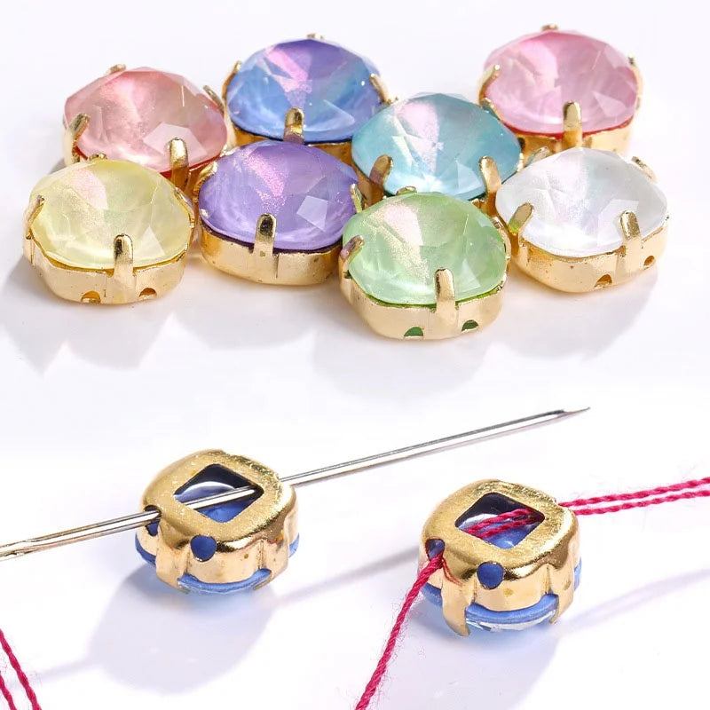 Wholesale Factory Aurora Mocha Color Fat square Sew on Crystal Rhinestone for Jewelry Making