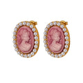 Hoop Earring 18k Gold Plated Vintage Portrait Exquisite Imitation Pearl Big Pearl Hoop Earrings