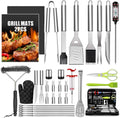 34pcs Portable Stainless Steel BBQ Tools Set Outdoor Barbecue Grill Utensils with Practical Accessories
