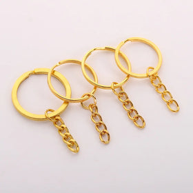 Wholesale Stainless Steel Keychain with 4-section Chain Accessories Metal Keyring with Chain Handmade DYI Keychain and Keyring