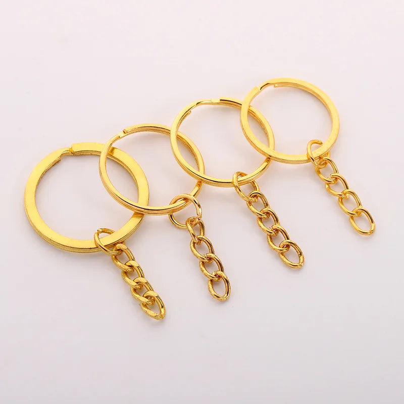 Wholesale Stainless Steel Keychain with 4-section Chain Accessories Metal Keyring with Chain Handmade DYI Keychain and Keyring