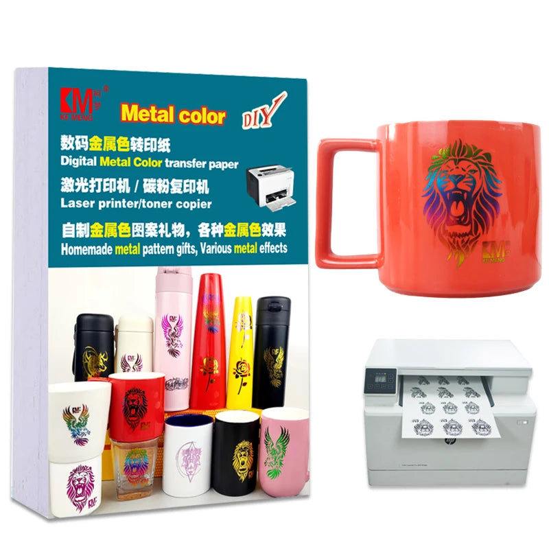 Film Free Laser Metallic Heat Transfer Paper Hot Stamping Colorful Bronzing Foil Water Slide Decal Printable Durable Scratch