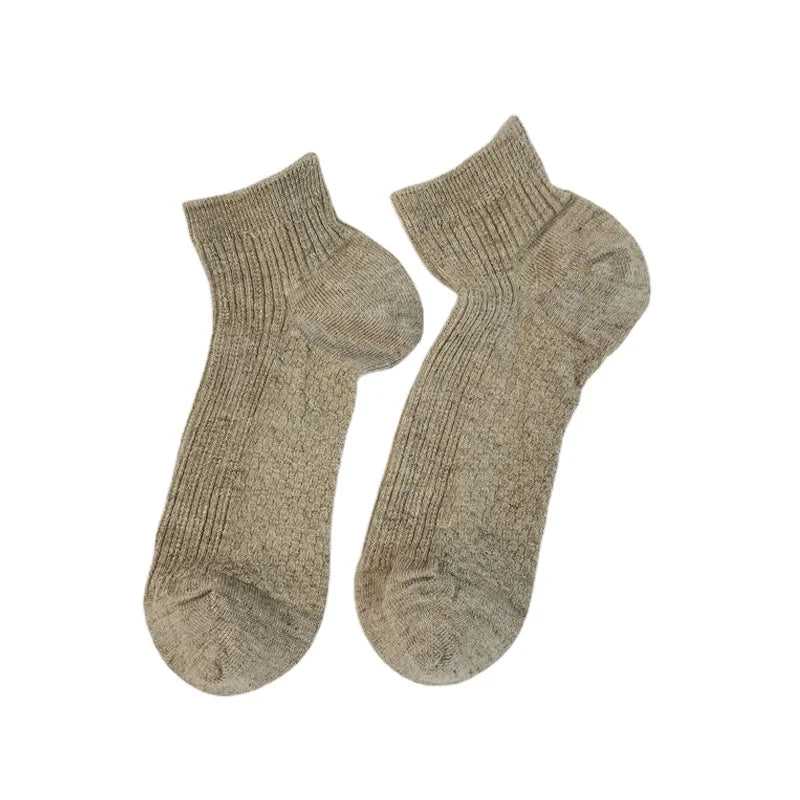 100% Hemp Yarn Short Socks Jacquard Weave Natural Color Deodorant Ankle Socks That Make Feet Comfortable Fashion Collocation OEM