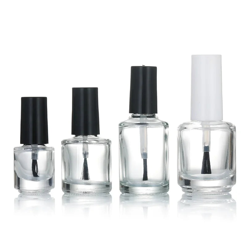 Refillable Empty Small Glass Nail Polish Bottles with Brush Cap 5ml 10ml 15ml