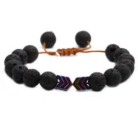 G2516 Wholesale Pulseras De Cuentas 8MM Adjustable Braided Rope Arrow Volcanic Lava Rock Stone Beaded Jewelry Bracelets