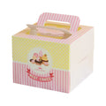 Custom Printed Recycled Square Pink Art Paper Gift Boxes Tall Cake Packaging with Top Handle and Window Food Grade Carton