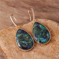 Exquisite Natural Stone Chrysocolla Teardrop Dangle Drop Earrings Ethnic Zircon Hook Stud Earrings High End Jewelry Wholesale