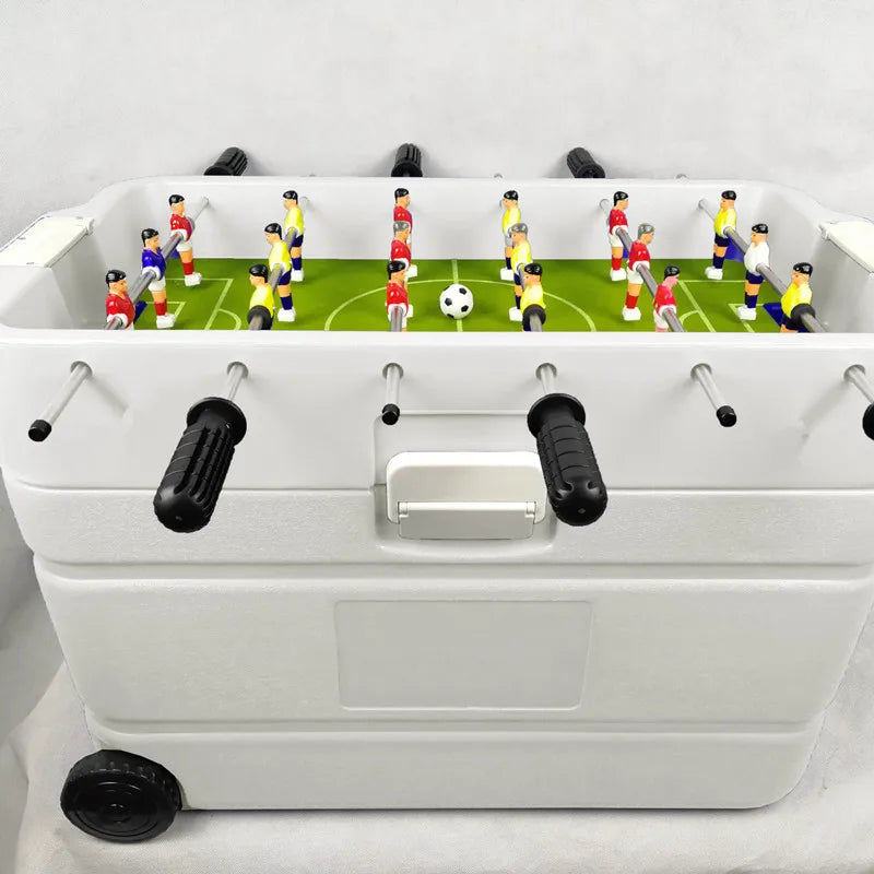 Insulated Mini Wine Cooler with Wheels Fun Foosball Game Table Cooler Holders for Wine Storage