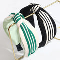 Cross-border Fashion French Elegant Retro Wide Edge Striped Knot Headband Go Out Casual 100 Headband Hair Accessories