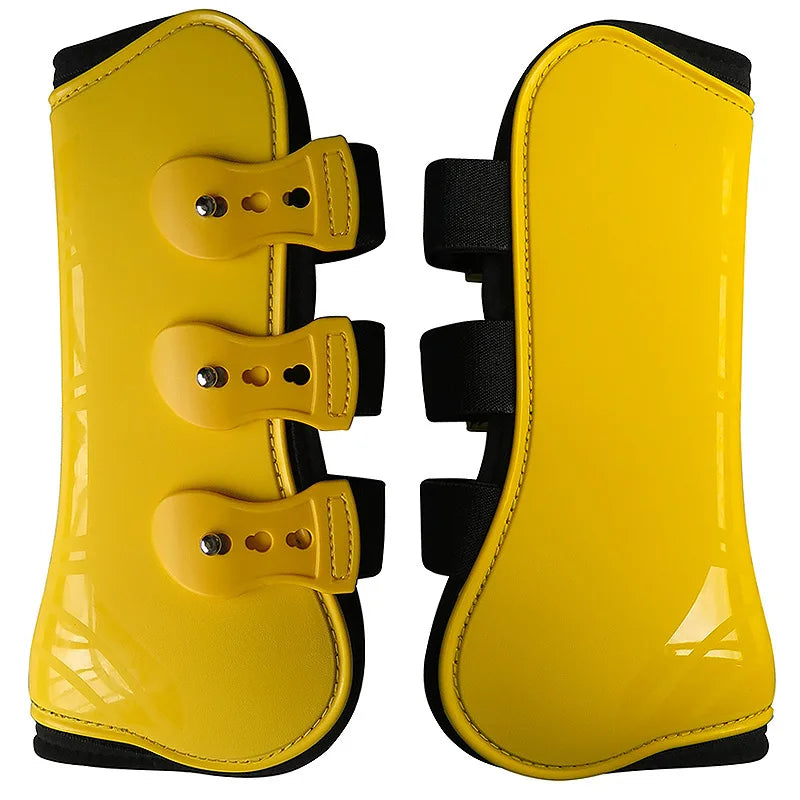 Yellow Robust Elastic PU Shell Tendon Boots Thickened Soft Inner Horse Leg Guards Comfortable Customized Logo Horseshoes