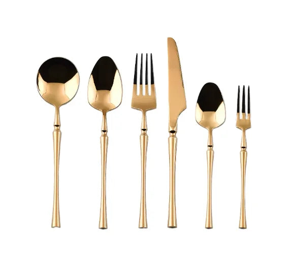 Fast Dispatch 304 Stainless Steel Western Tableware Platinum Knife Fork and Spoon Set Small Waist Handle Simple Knife and Fork