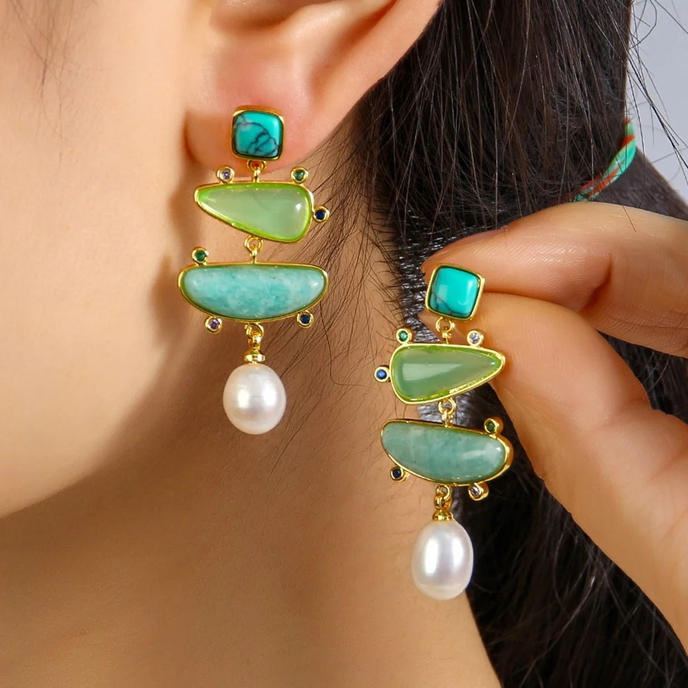 New French-style Elegant Irregular Pearl Earrings Radish Natural Stone Earrings