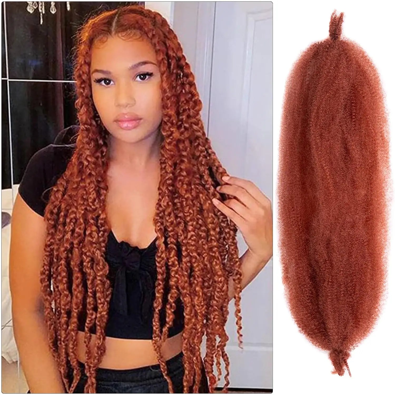 Spring Afro Twist Hair 18 Inch Synthetic Pre-Separated Afro Kinky Twist Crochet Hair Extension for Faux Locs Marley Braids