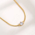 Heart Zircon Stone Blade Snake Chain Pendant Charm Necklace for Women Stainless Steel Fashion Jewelry PVD Gold Collarbone Chain