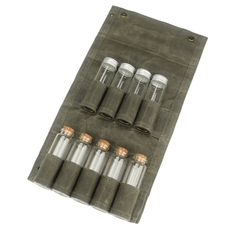Portable Eco-Friendly Waxed Canvas Travel Spice Kit for Camping with Multi Spice Storage Bags