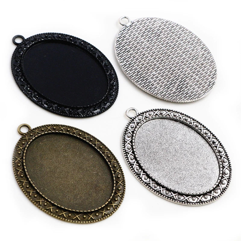 30x40mm Inner Size Vintage Baroque Style Cabochon Base Setting Charms Pendant Bezel Trays DIY Jewelry Necklace Supplies MegaBDM