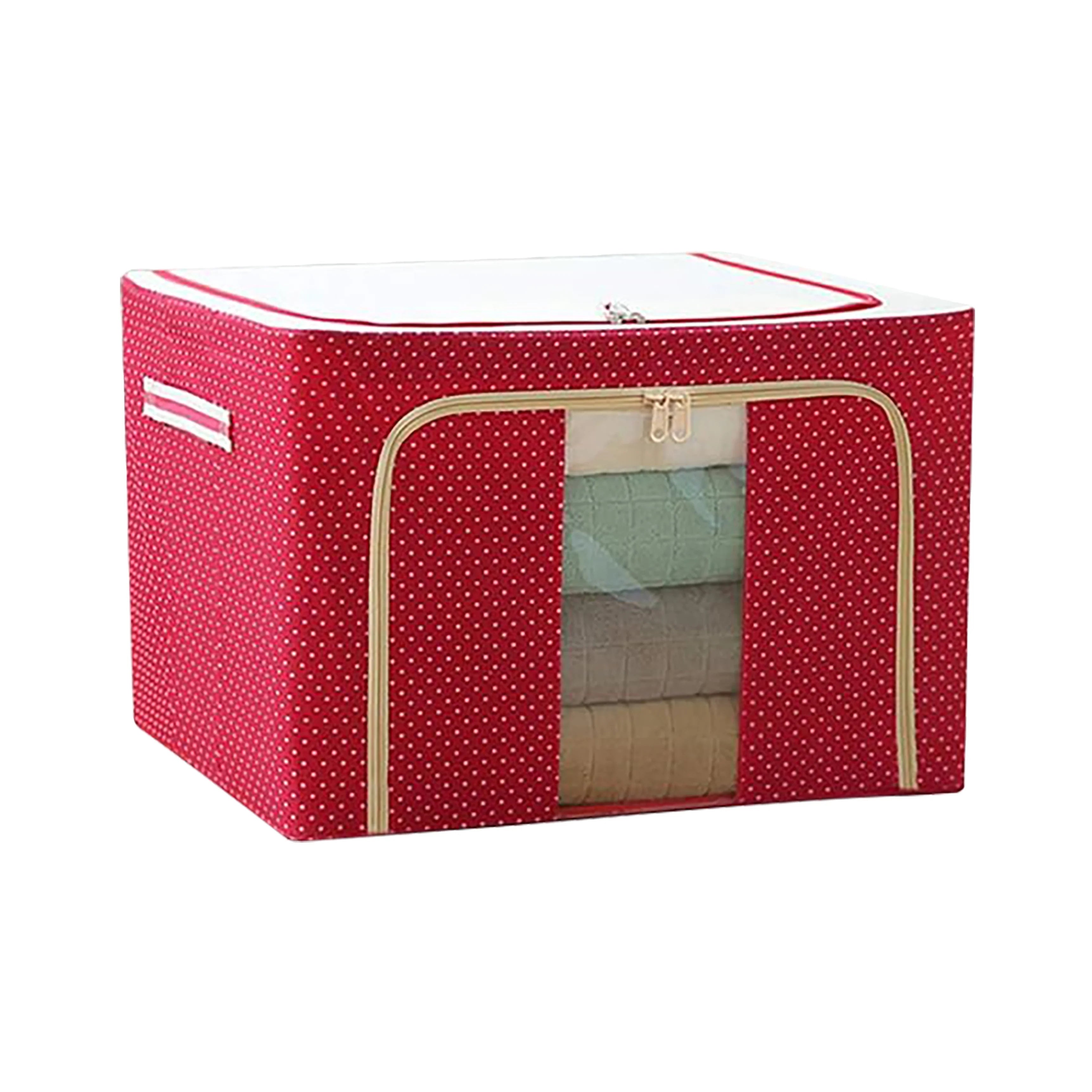 KUYUE Extra Large Storage Box Quilt Folding Wardrobe Oxford Cloth Steel Frame with Lids Foldable Fabric Storage Bins