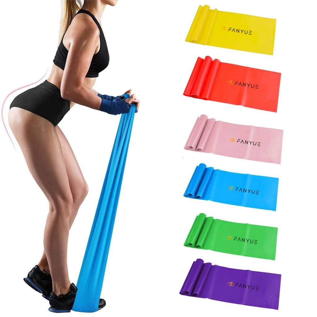 Professional Non-Latex Elastic Exercise Bands 5 Ft. Long Stretch Bands for PT Yoga Pilates Rehab At-Home or the Gym Workout