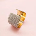 Fashion Female Cheap Brass Alloy Metal Rhinestone Beads Paving Iced Out Wide Open Cuff Bangle Bracelet Jewelry Bangles for Women
