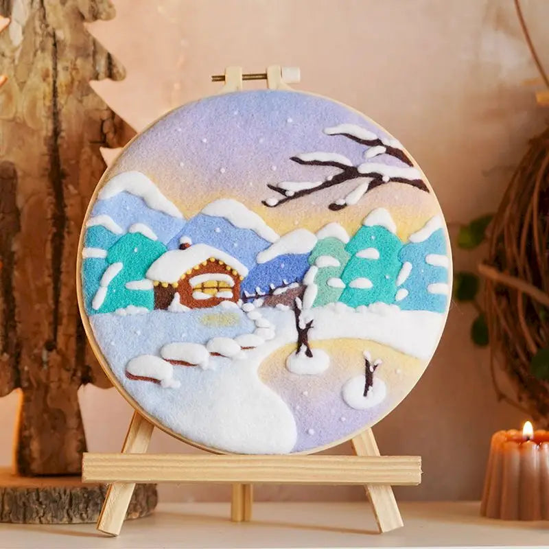 CHENISTORY DIY Wool Felting Painting Embroidery Frame Handmade Needle Wool Painting Picture Canvas Home Decors Crafts Gift