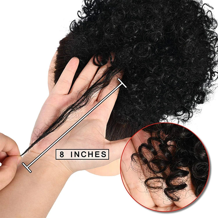 Natural Color Afro Puff Hairpiece Virgin Human Hair Drawstring Ponytail Brazilian Hair Bun Afro Puff Kinky CurlyHair Extensions