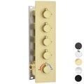 Contemporary 4-Way Thermostatic Shower Valve Brushed Gold Polished Brass 4 Outlet Shower Diverter Mixing Ceramic Rain Concealed