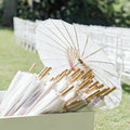 Wholesale High Quality Handheld Plain White Wedding Oil Paper Wood Parasol Umbrella Sun Protection Eco-friendly Handmade Chinese