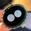 Huitan Round Zircon Stud Earring Girls Top Quality Korean Design Sparkling Clear CZ Silver Daily Fashion Earrings Women