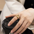 Vintage 18K Gold Plated Stylish Flower Design Stainless Steel Adjustable Open Gemstone Rings for Women Wedding Engagements Gifts