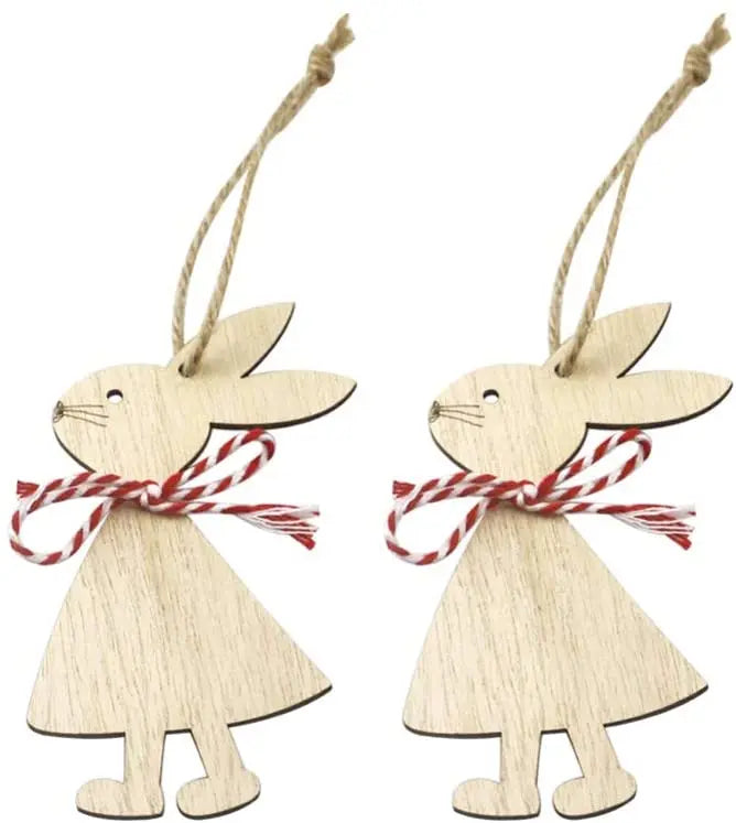 Eco-friendly European Easter Rabbit Pendant Lovely Home Decoration Carved Wooden Crafts Customizable Size Boxes Tabletop Toys