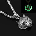 Luminous Tiger Necklace Glowing Night Fluorescence Antique Punk Glow in the Dark Necklace for Men Women Hiphop Jewelry