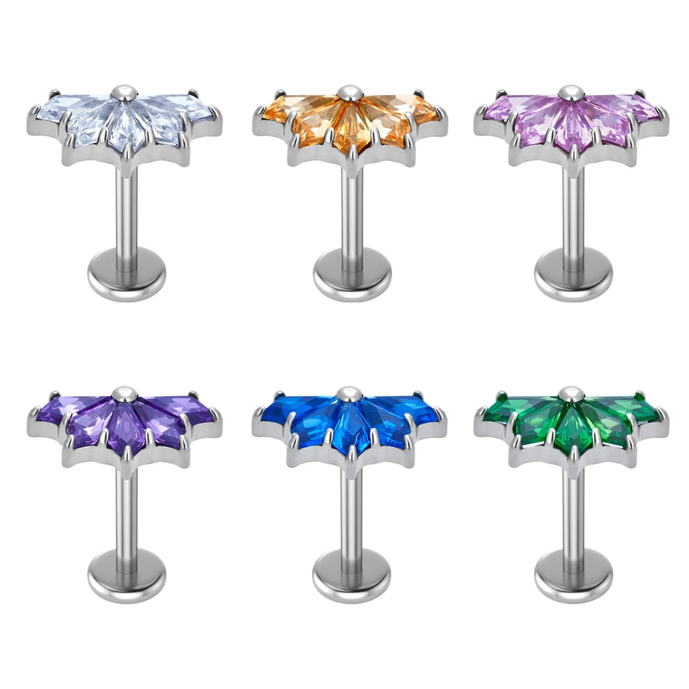 Wholesale ASTM F136 Titanium 16G Internal Thread Nose StudS CZ Inlay Cartilage Earring Helix Tragus Piercing Jewelry for Women