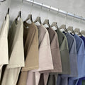 Wholesale Heavyweight Solid Knitted Crew Neck Short Sleeve T-Shirt 385 GSM 100% Cotton Blank Oversized Street Style Men