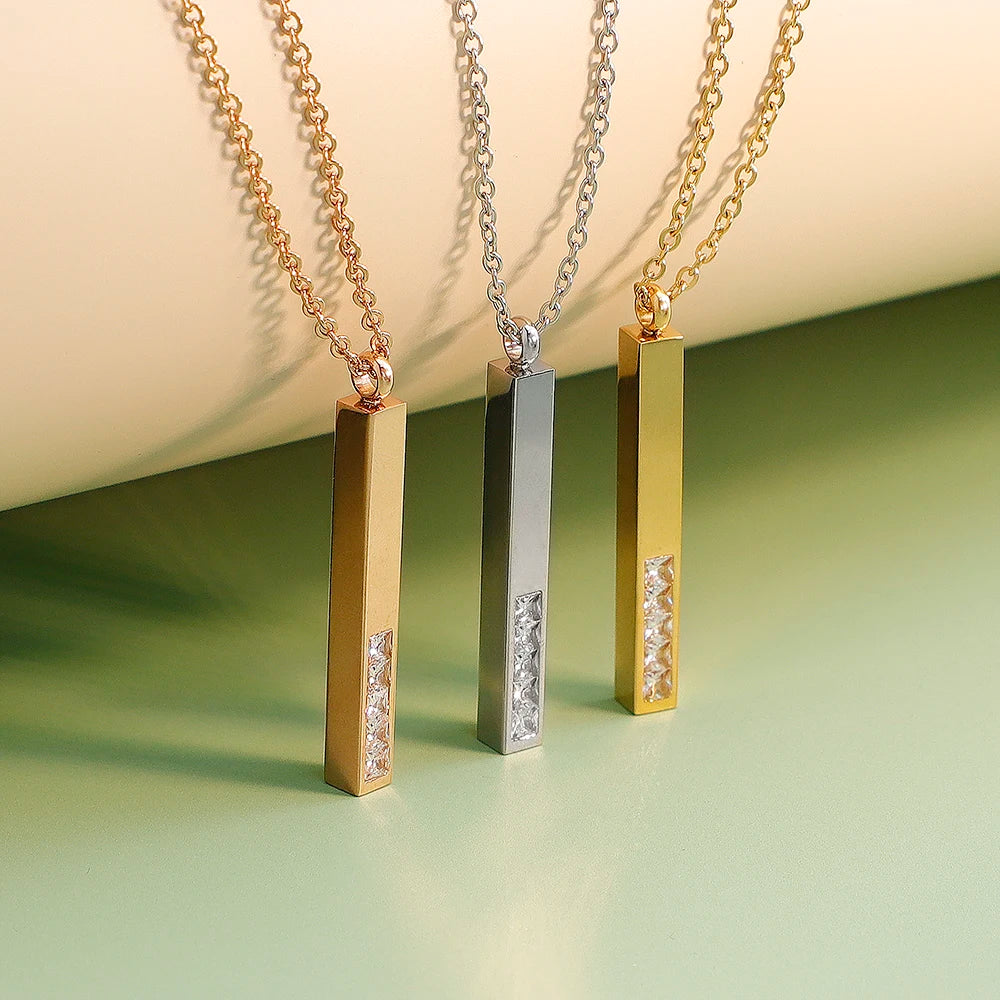 New Designs Stainless Steel Wholesale Customized Blank Bar Pendant Necklace