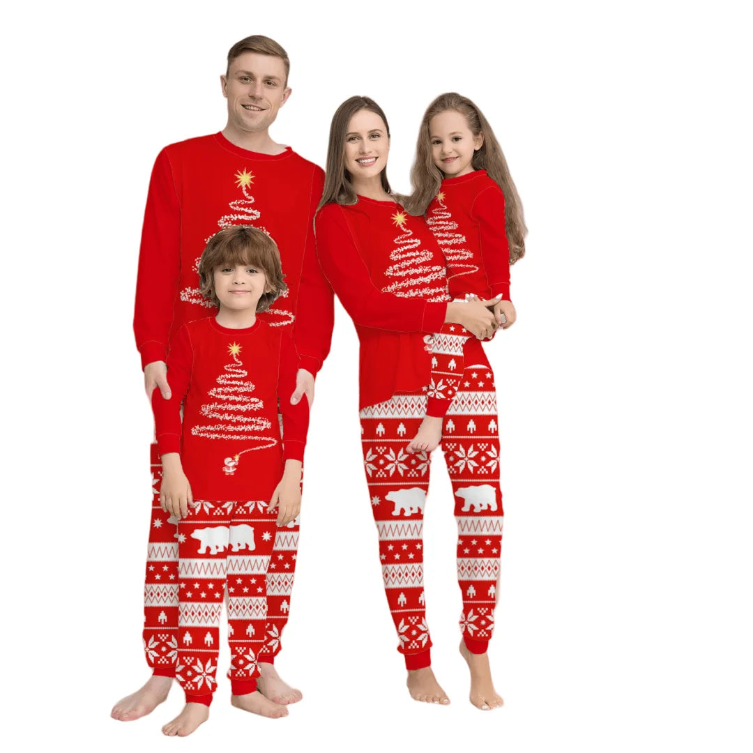 Family Matching Christmas Pajamas Sleepwear Moose Xmas Pjs for Couples and Kids Elastic Waist Homewear Set for Summer Spring