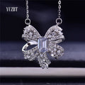 Silver 925 Original Total 1 Carat Emerald Cut Diamond Test Past D Color Moissanite Bowknot Pendant Necklace Gemstone Jewelry