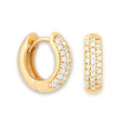 Handmade Recycled Sterling Silver Dainty Diamond 18k Gold Chunky Hoop Classic Huggie Earrings