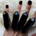 RM42371 Adjustable Healing Crystal Black Obsidian Gemstone Ring Statement Witch Wicca Women Men Jewelry