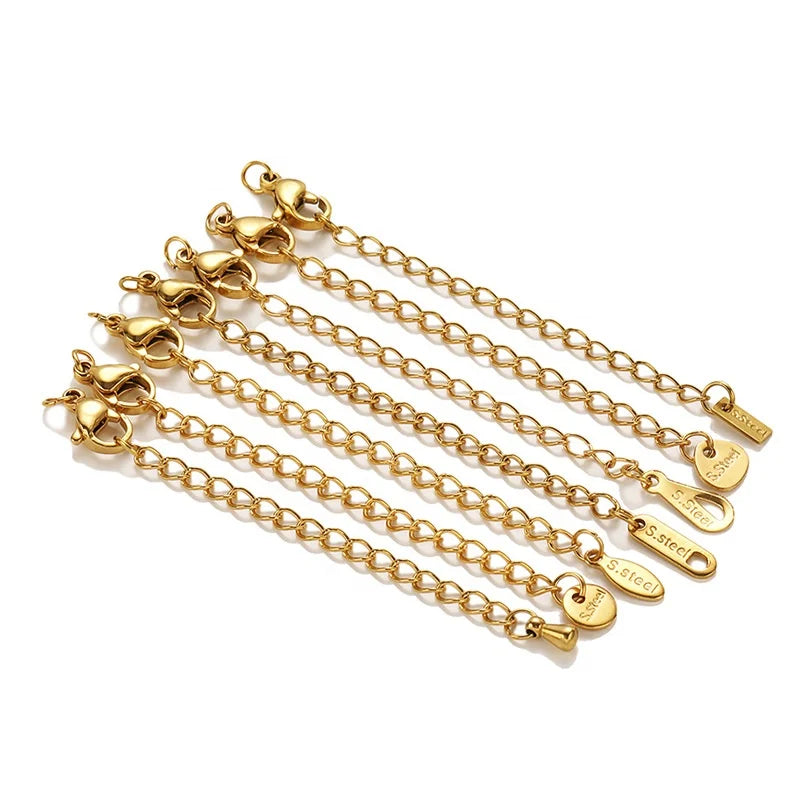 Stainless Steel Extending Chain Bracelet Necklace Chain Extender with Tags for Jewelry Making