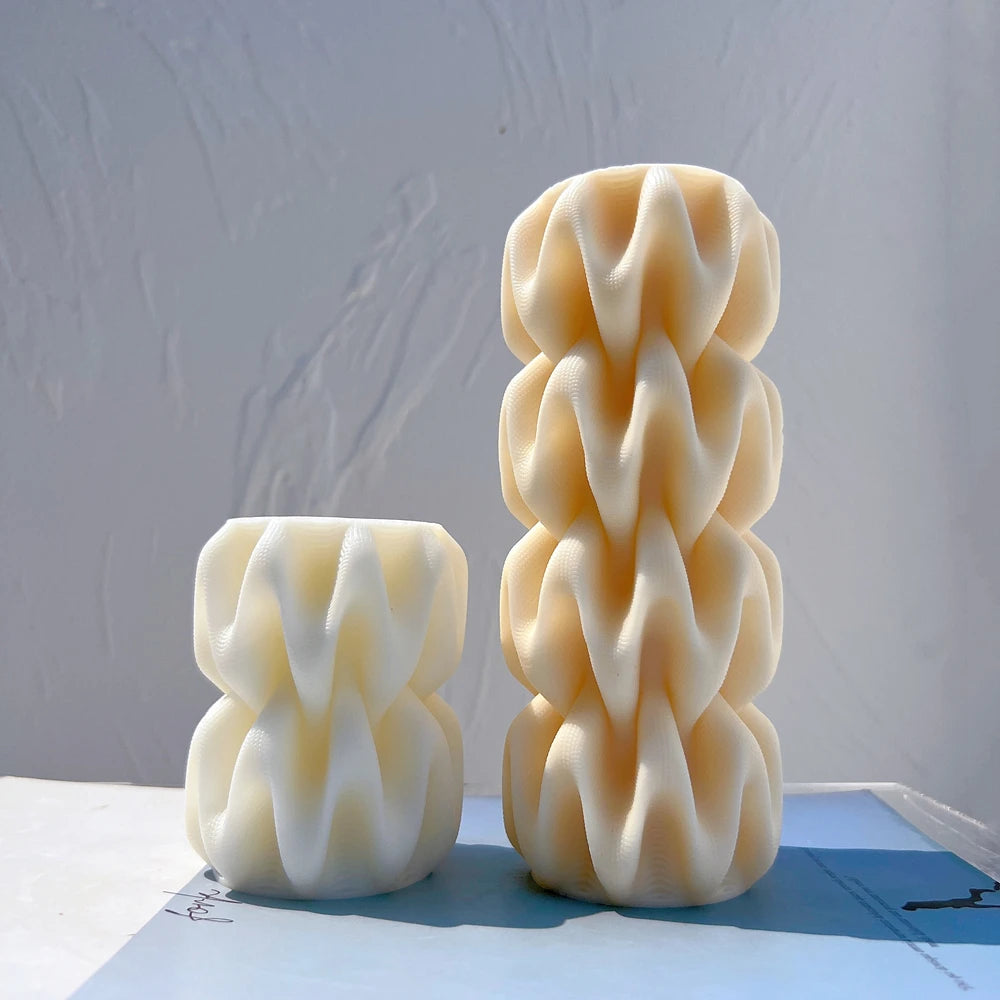 2 Sizes Wave Pillar Swirl Candle Mold Twirl Silicone Mold Geometric Abstract Decorative Wavy Soy Wax Mold