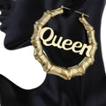 Women Exaggerated 9cm Big Chunky Hoop Earrings Gold Plated Bamboo Queen Earrings