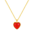 Fashion Jewelry 925 Sterling Silver Agate Red Heart Pendant Gold Plated Necklaces Women Mother's Valentine's Day Gift