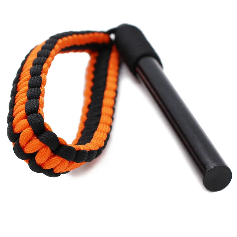 6-Inch Survival Ferrocerium Flint Fire Starter Kit with Paracord Lanyard Handle Drill-Hole Ferro Rod for Easy Ignition