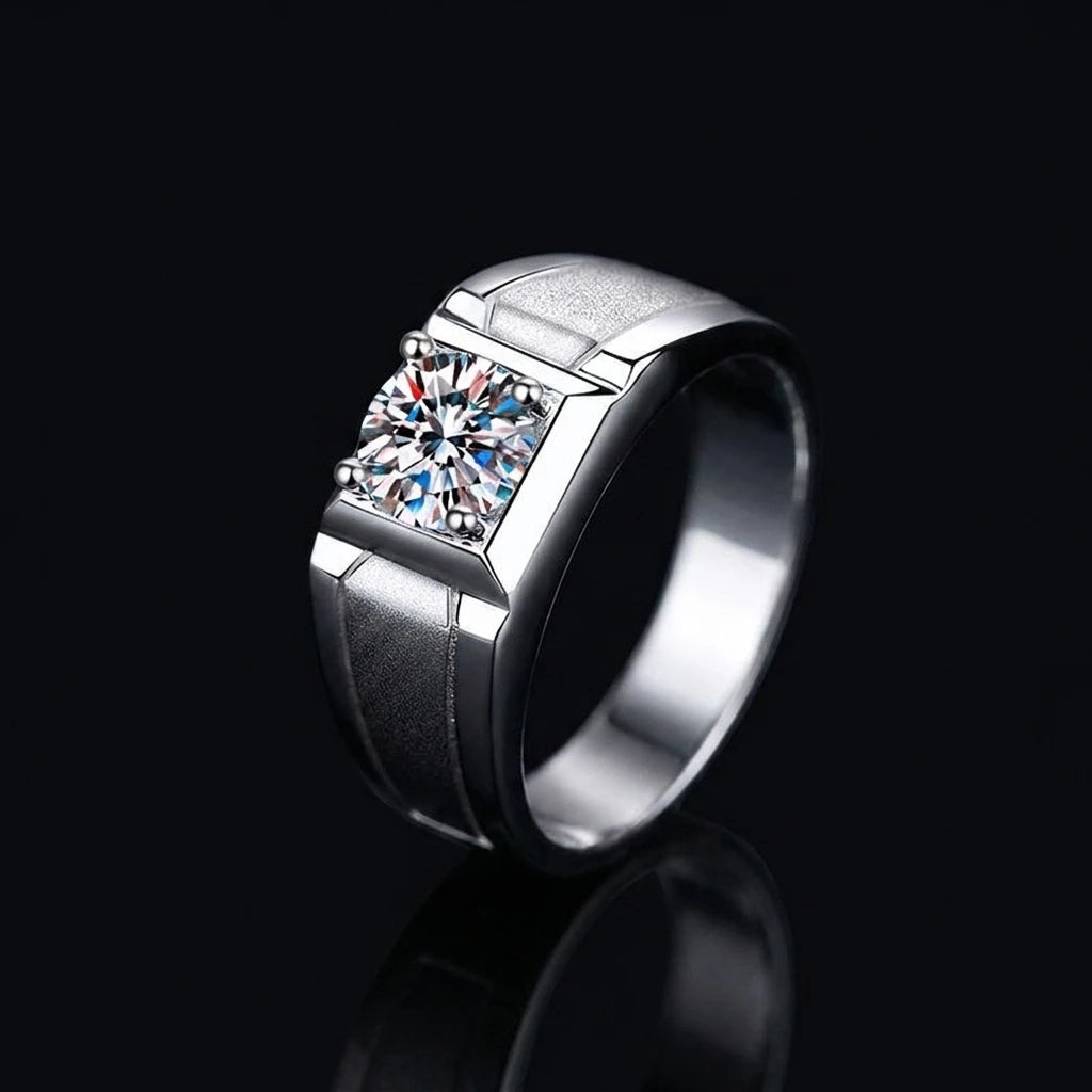 Wholesale S925 Couple Ring 1CT Moissanite Wedding Engagement Ring Sterling Silver for Men Romantic Square Claw Setting Band