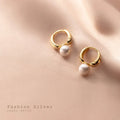 Custom 925 Sterling Silver Pearl Hoop Earrings Ladies Unique Minimalist Korean Clasp Trendy Fashion Wedding Jewelry Gift Parties