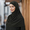 Plain Two Piece Matching Hijabs Set Women Scarf Cap Khimar Muslim Cotton Instant Hijab Set With Inner Undercap Hijab