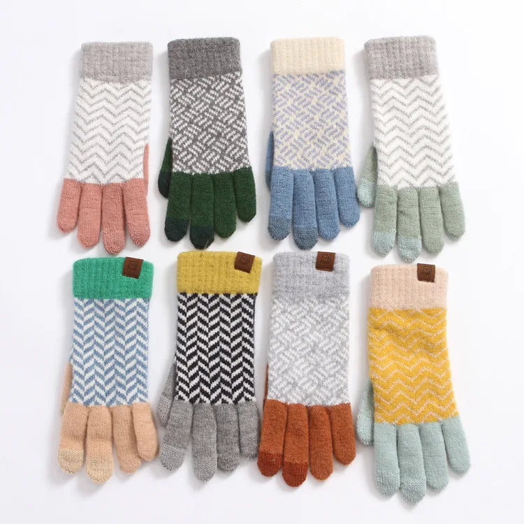 China Winter Glove Women's Autumn Winter With Fleece Thick Riding Warm Women Korean Sub Finger Gloves With logo