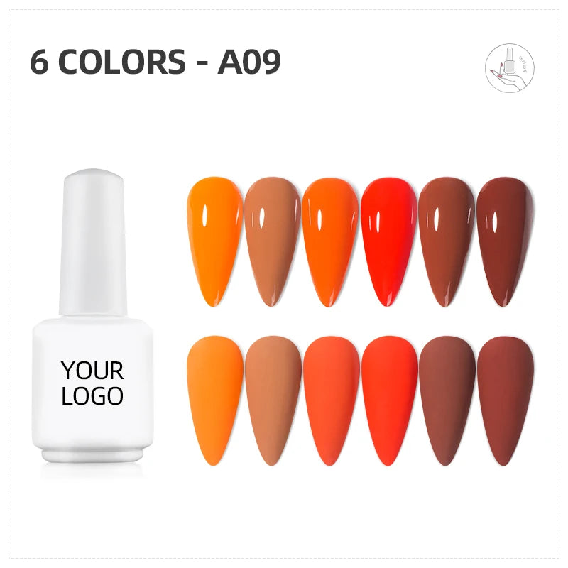 JTING Hot Popular Uv Color Gel Nail Polish Wholesale Gel Set 6colors OEM/ODM Custom Private Label Bottle Packaging Box