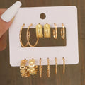 HZS-154 Earring Jewelry Kit Packaging Card 6 Pairs Women Metal Metallic Loop Alloy C Shape Earrings Set