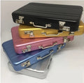 Aluminum Alloy Business Card Holder Briefcase with Button Closure and Name Card Storage Box